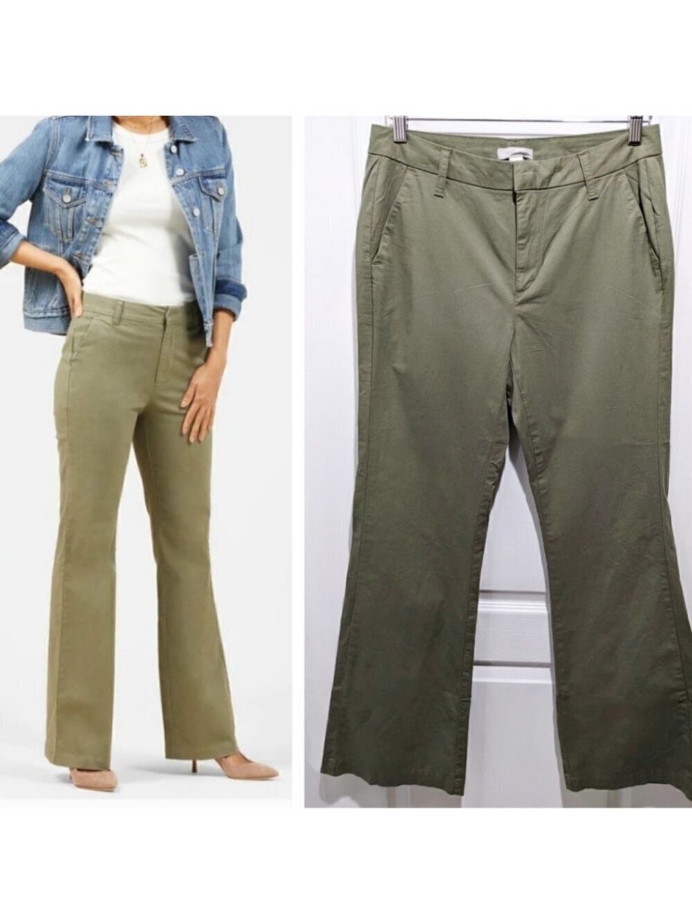 Outerknown | Avery flared stretch trousers in Olive Green